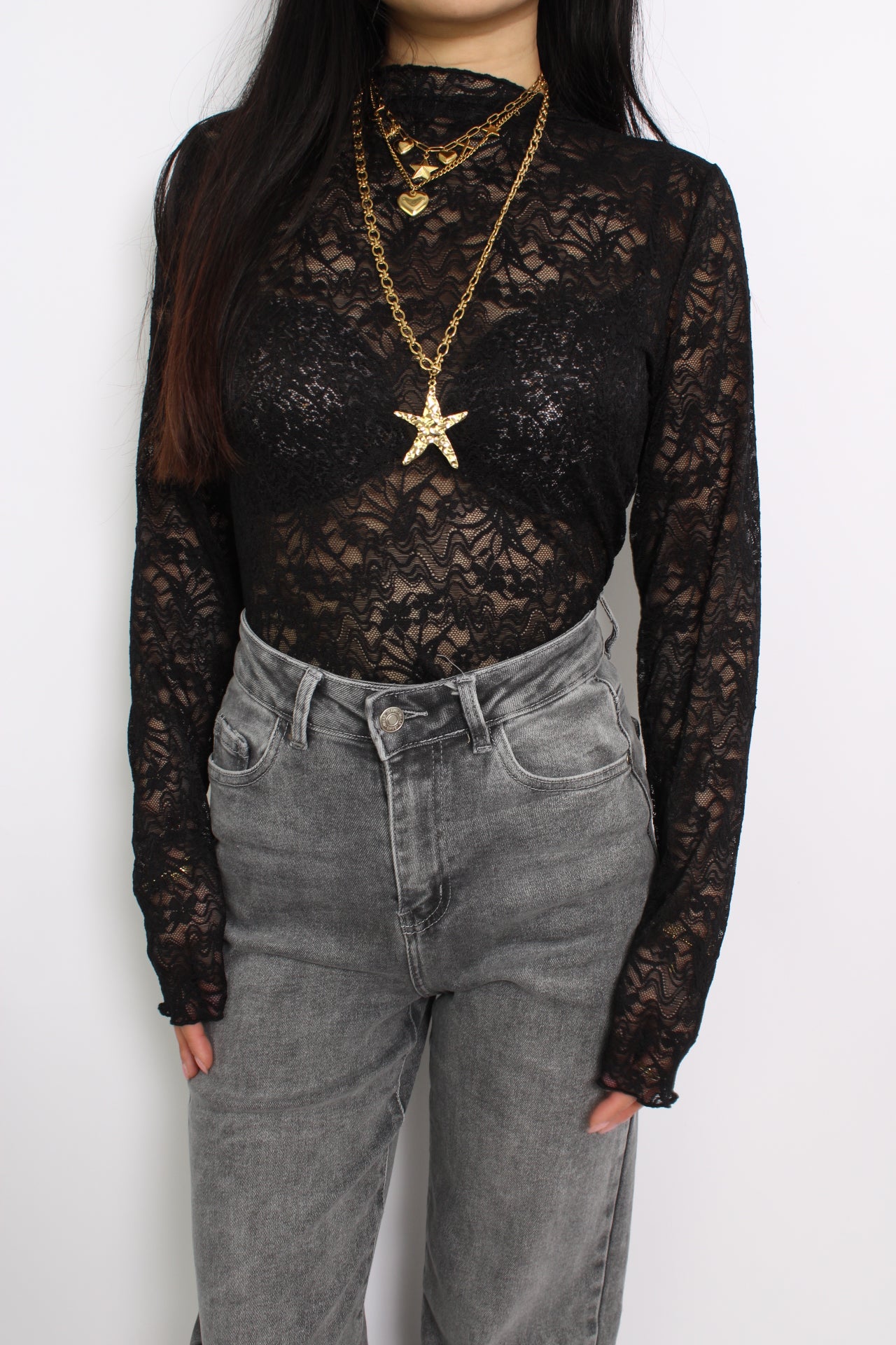 MILEY LACE TOP - BLACK