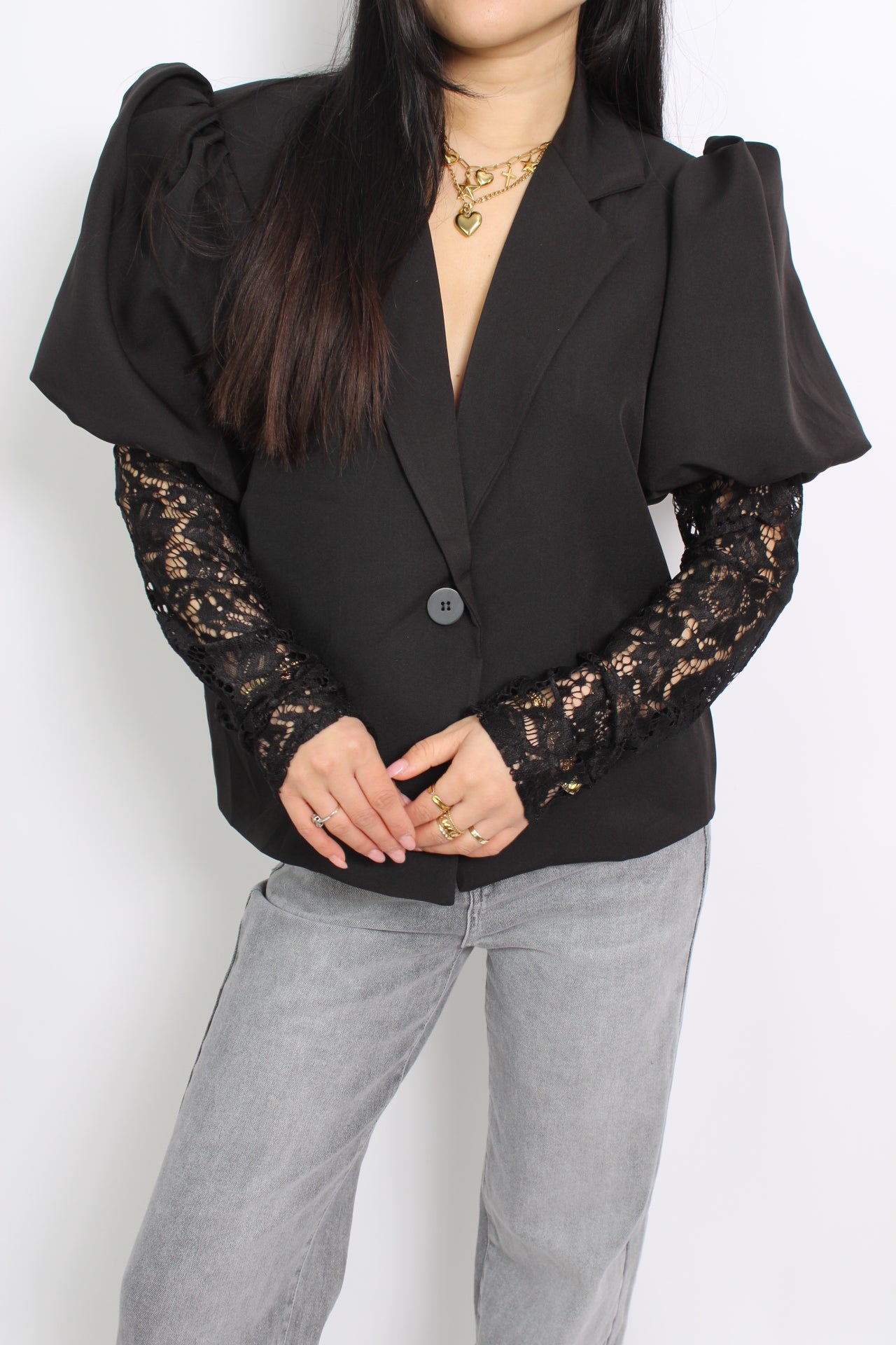 LACE BLAZER - BLACK