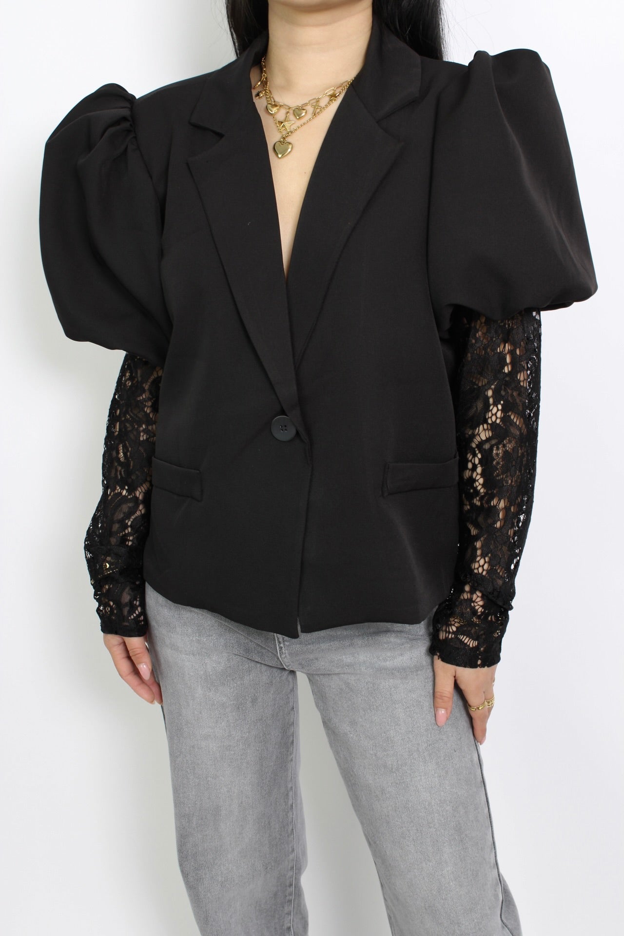 LACE BLAZER - BLACK