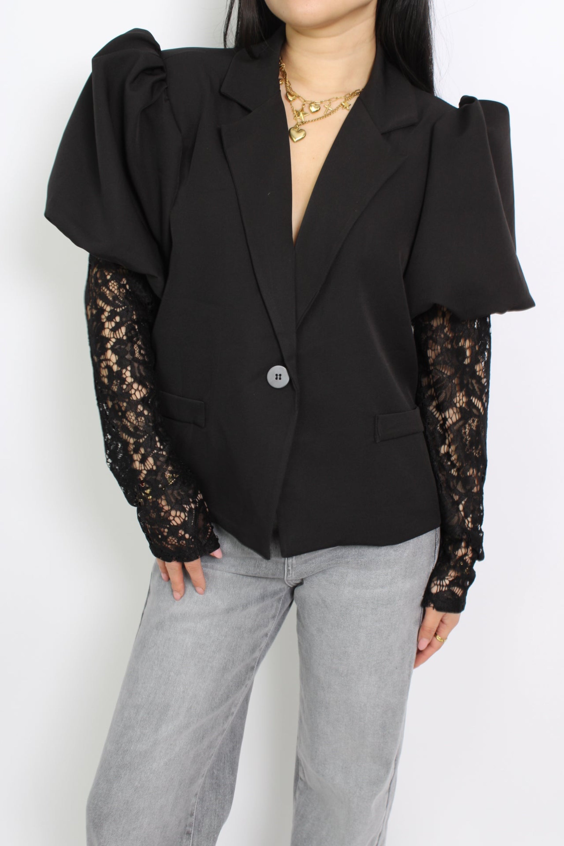 LACE BLAZER - BLACK