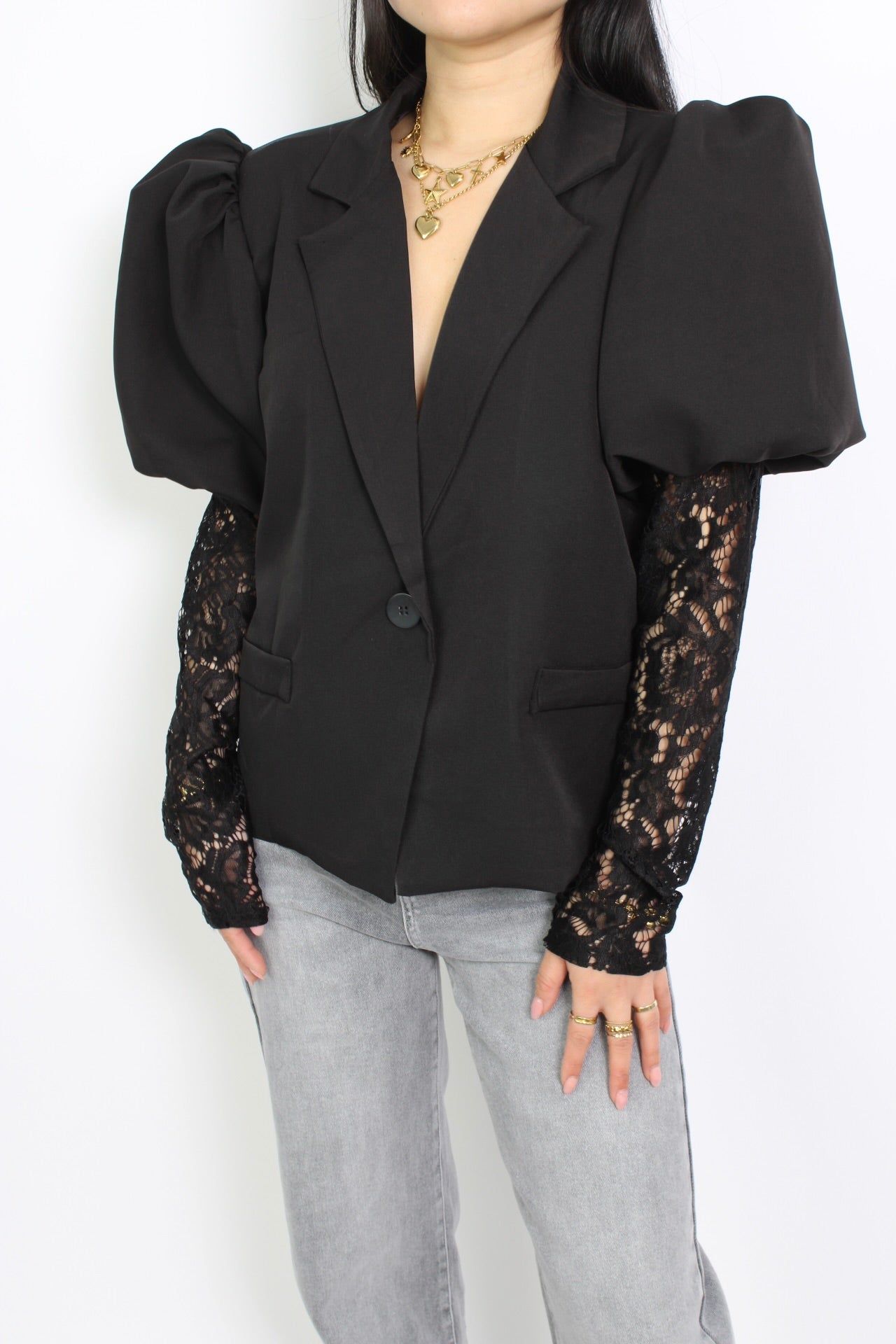 LACE BLAZER - BLACK