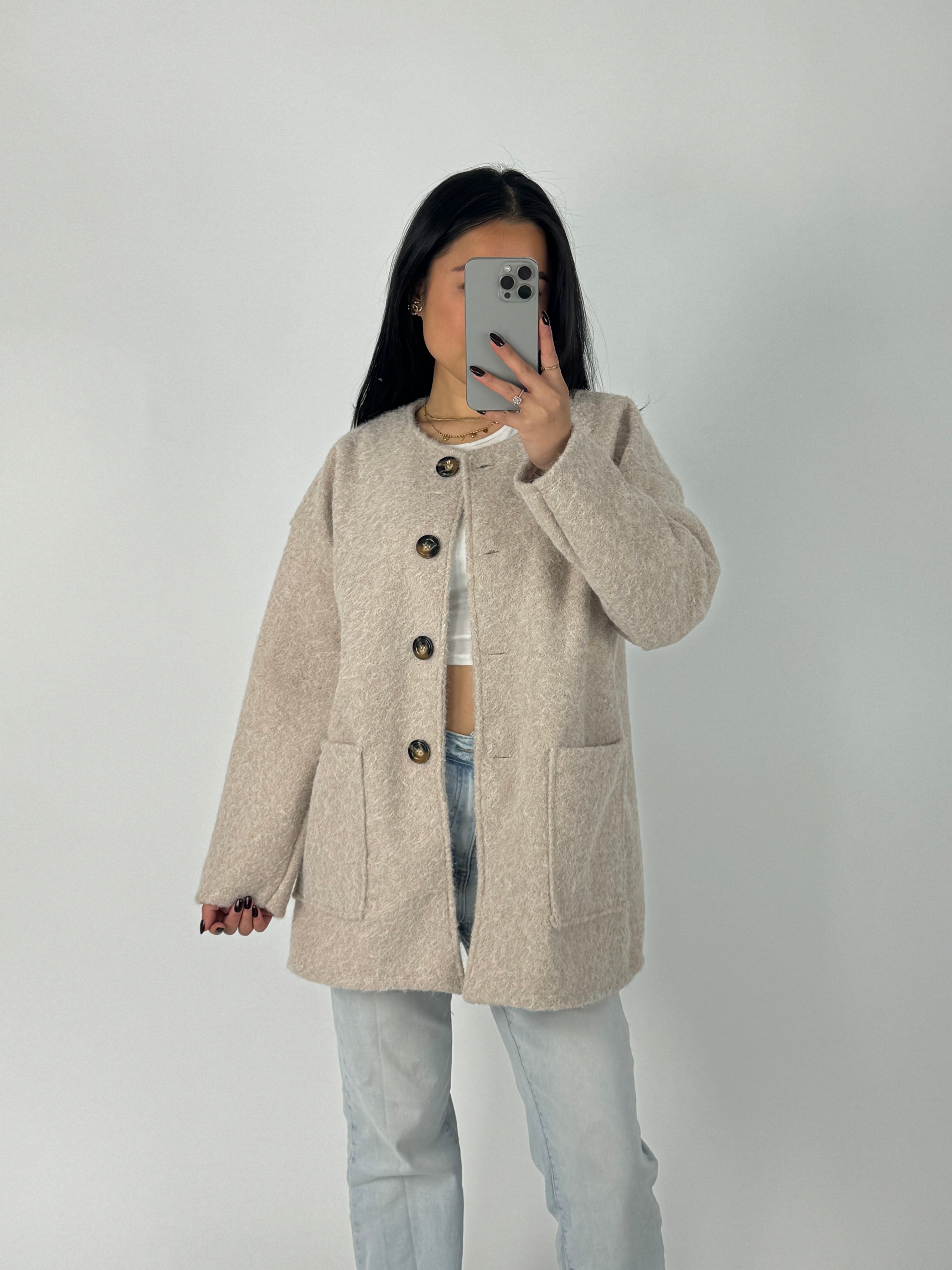 TEDDY JACKET SHORT - BEIGE