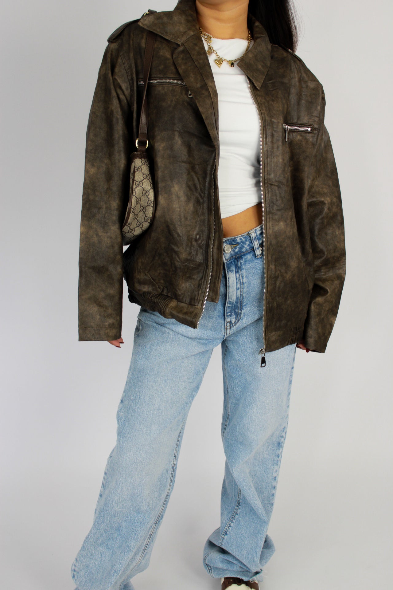 VINTAGE LOOK JACKET - BROWN