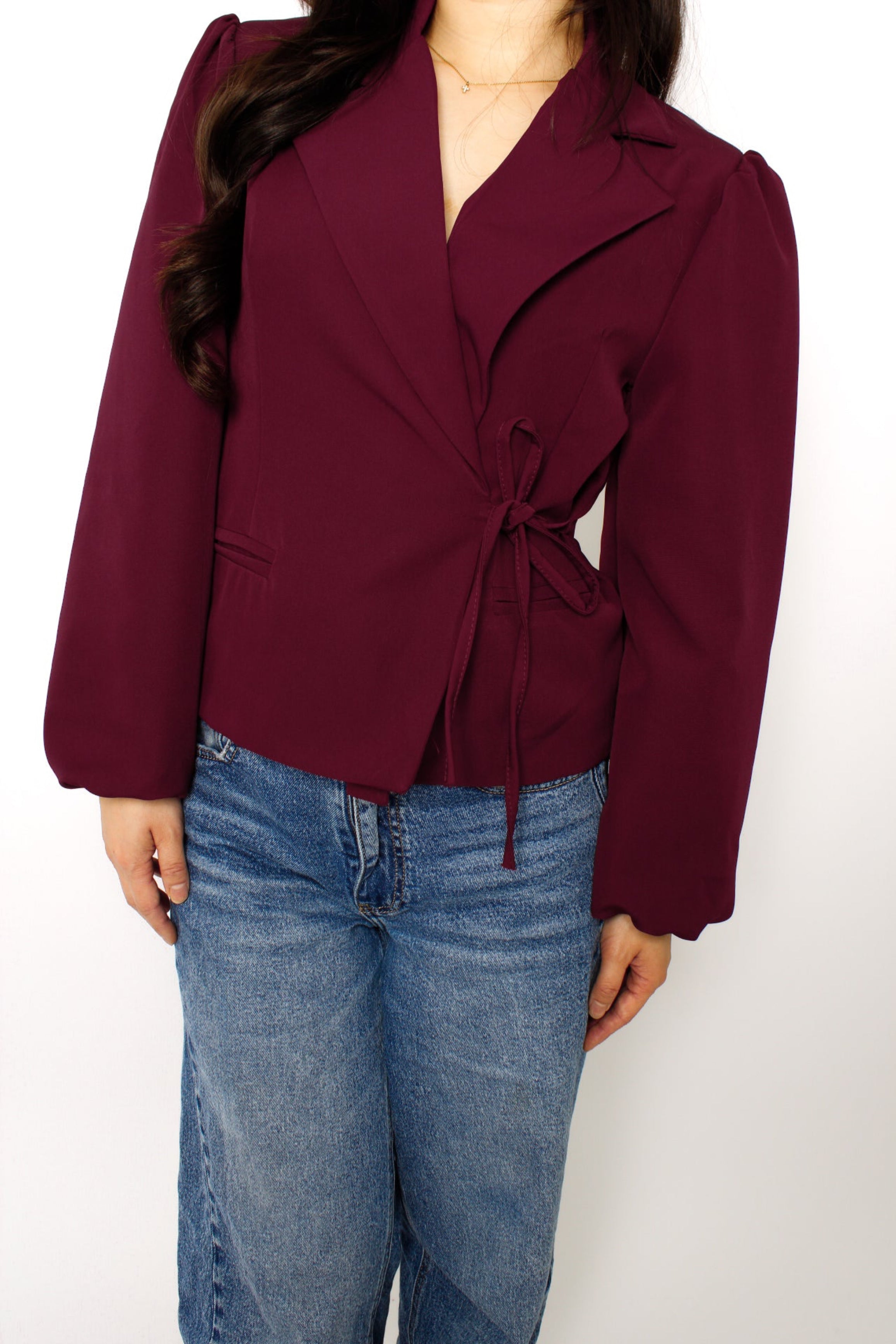 OLIVIA BLAZER - BURGUNDY